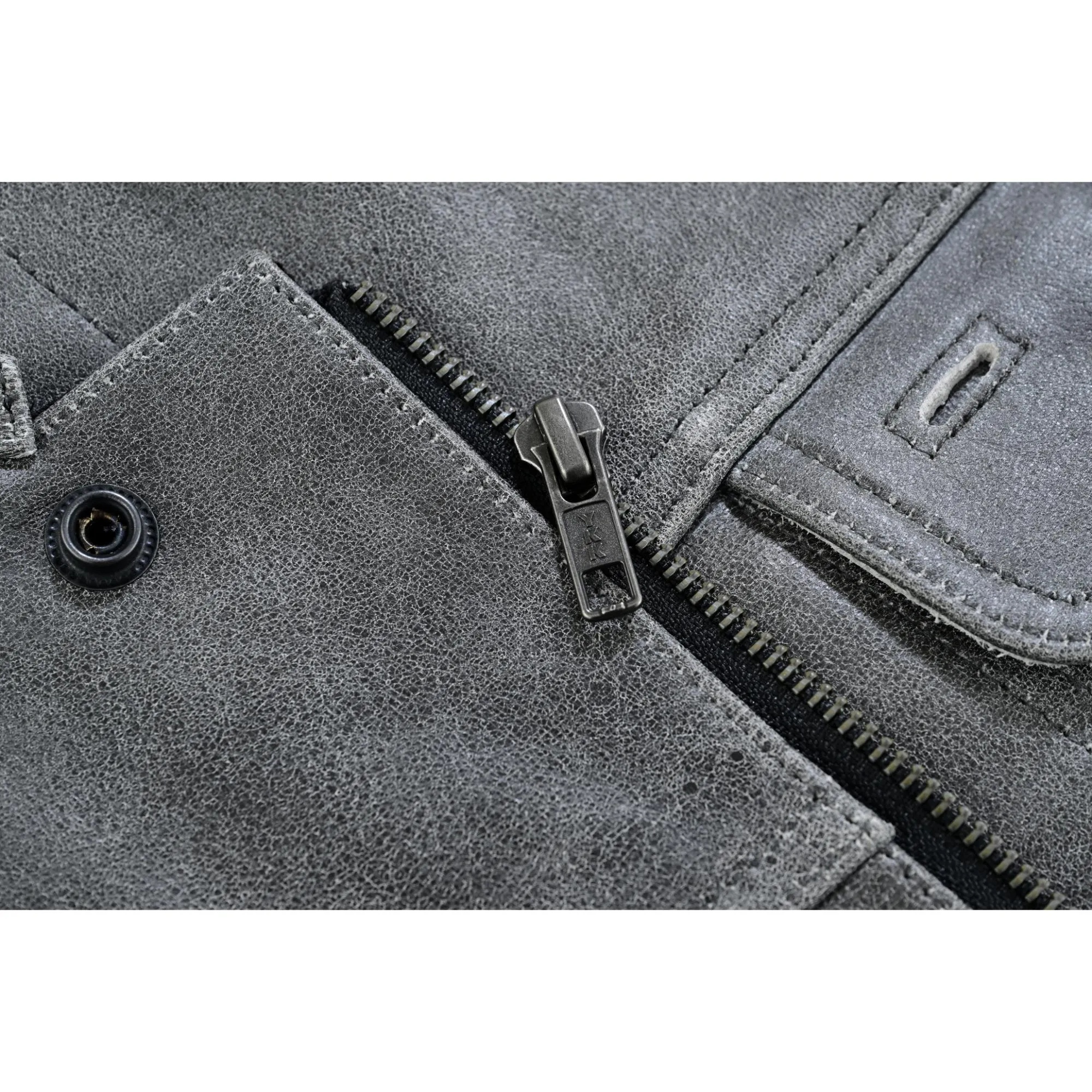 Men’s Gray Premium Leather Concealed Motorcycle Vest