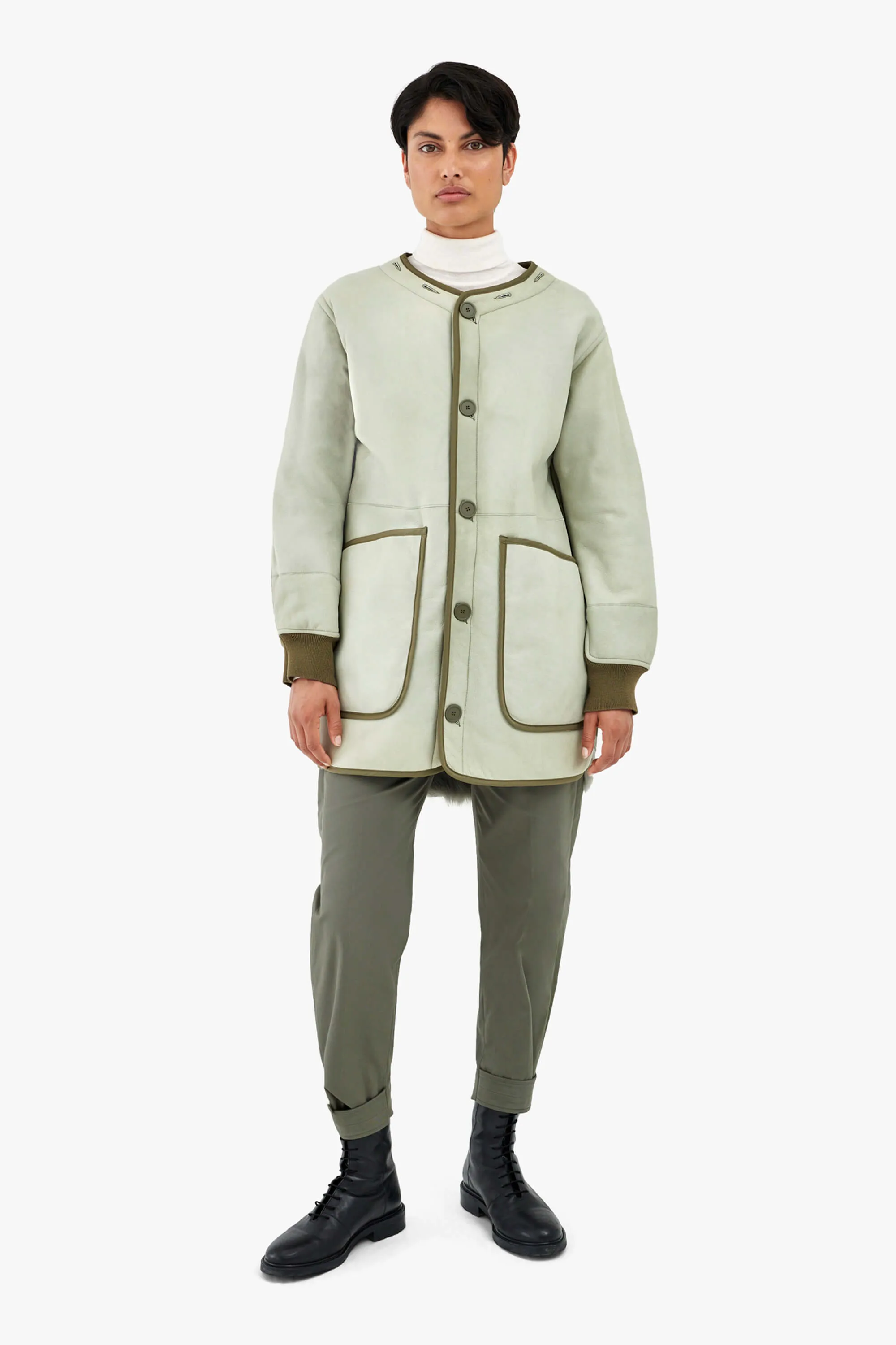 Shearling Coat - Pale Jade / Jade